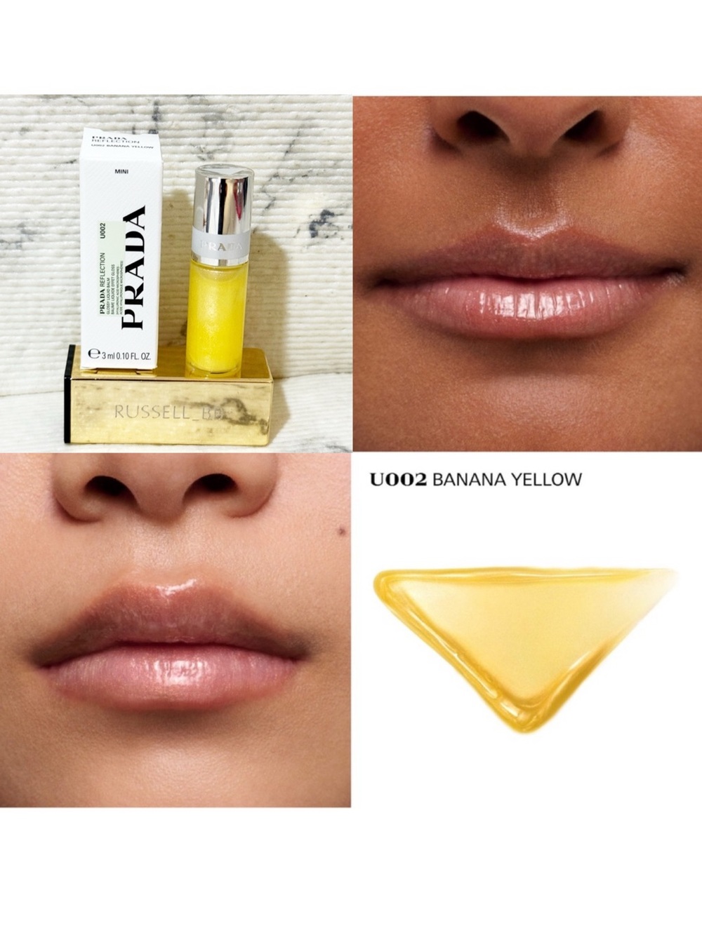 PRADA Reflection Glossy Liquid Balm Lip Gloss: Banana Yellow